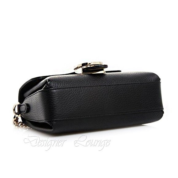 NEW GUCCI Interlocking GG Black Leather Small Crossbody Shoulder Chain Bag $2190 - Picture 6 of 15